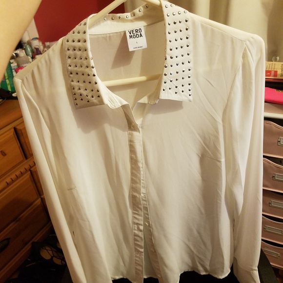Vero Moda White Sheer Blouse and Black Blazer L - Picture 4 of 7